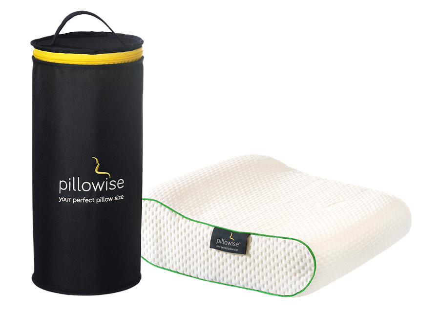 Pillowise Compact Travel Pillow with premium memory foam and travel bag.