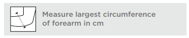 Measure largest circumference of forearm in cm for Bandit Tennis Elbow Band fitting.