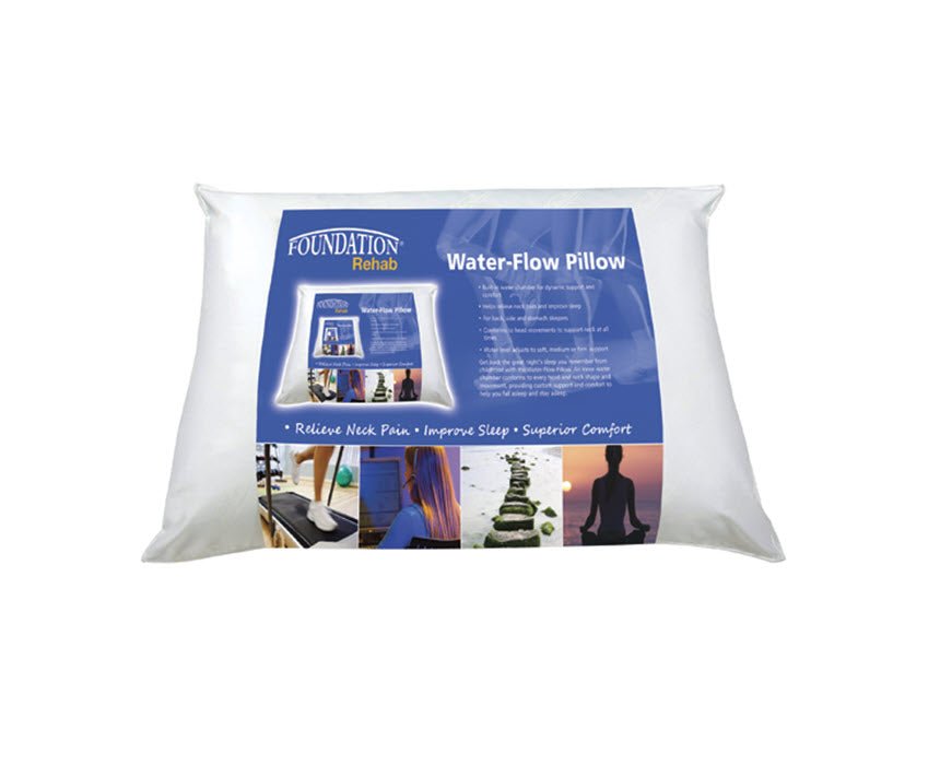 Foundation Water-Form Pillow with customizable support and neck pain relief features in packaging.