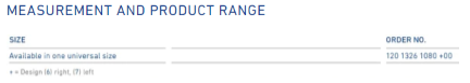 Malleoloc L Ankle Brace measurement chart and product range information.