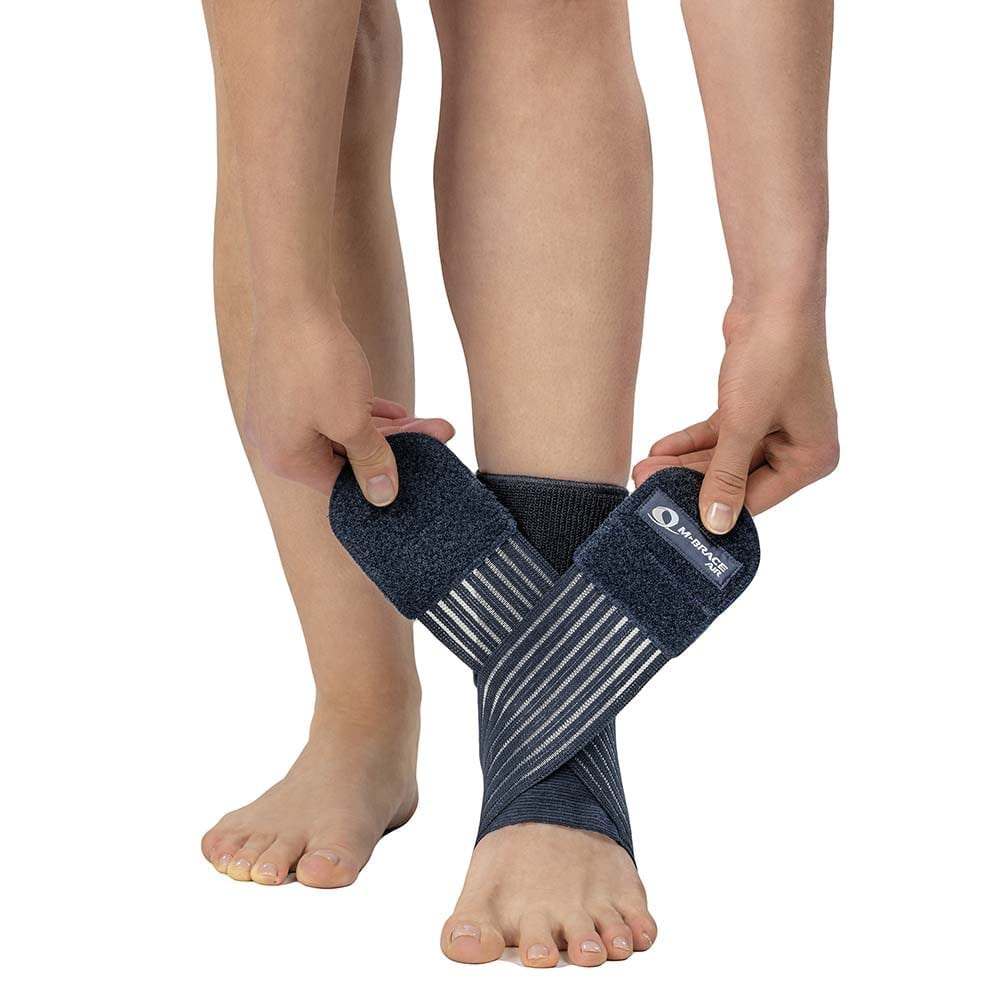 M-Brace Mercurio ankle support with elastic reinforced strap providing compression for ankle sprains.