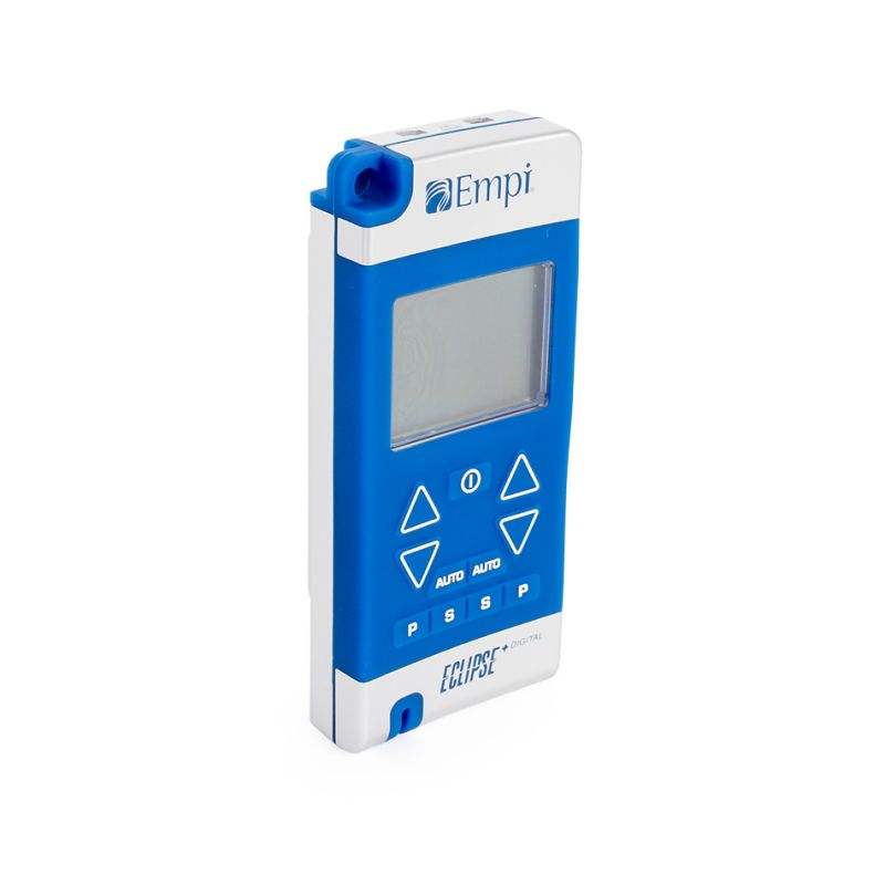 TENS MACHINE EMPI ECLIPSE + pain relief machine with digital display and blue interface.