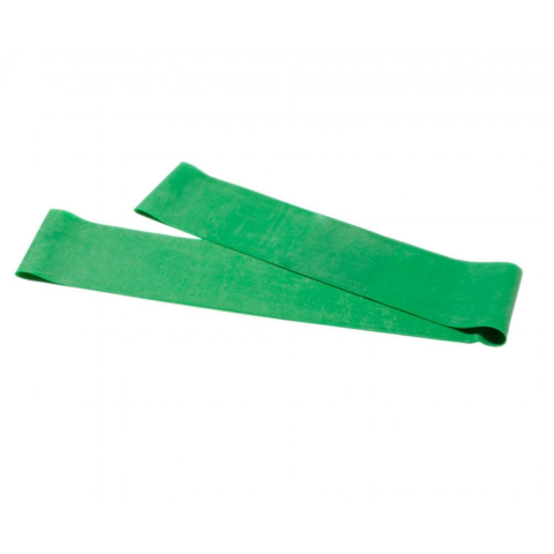InMotion Premium Loop Bands in green, durable 10" latex exercise loop, pack of 10.