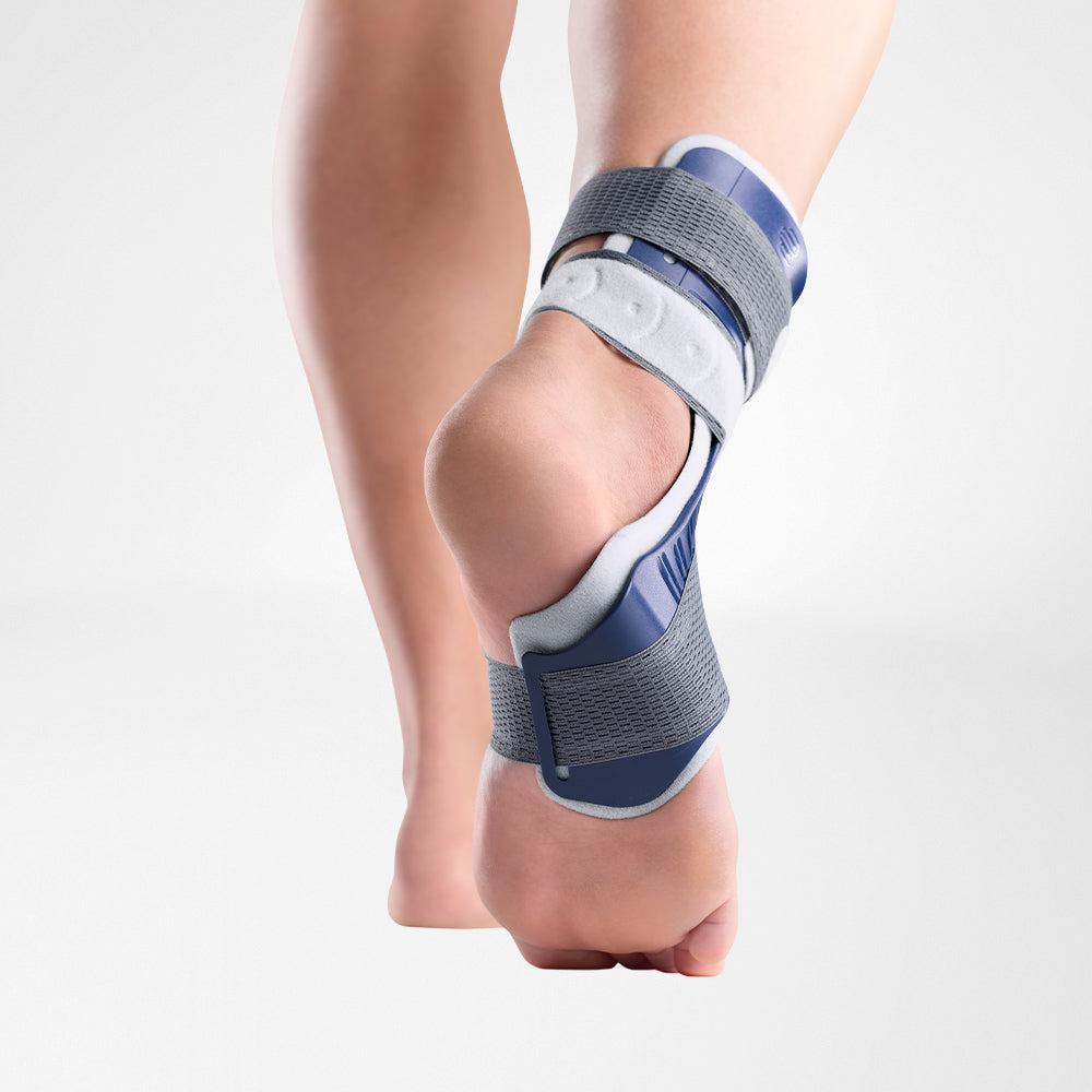 Malleoloc L Ankle Brace stabilizing slim fit orthosis worn on foot.