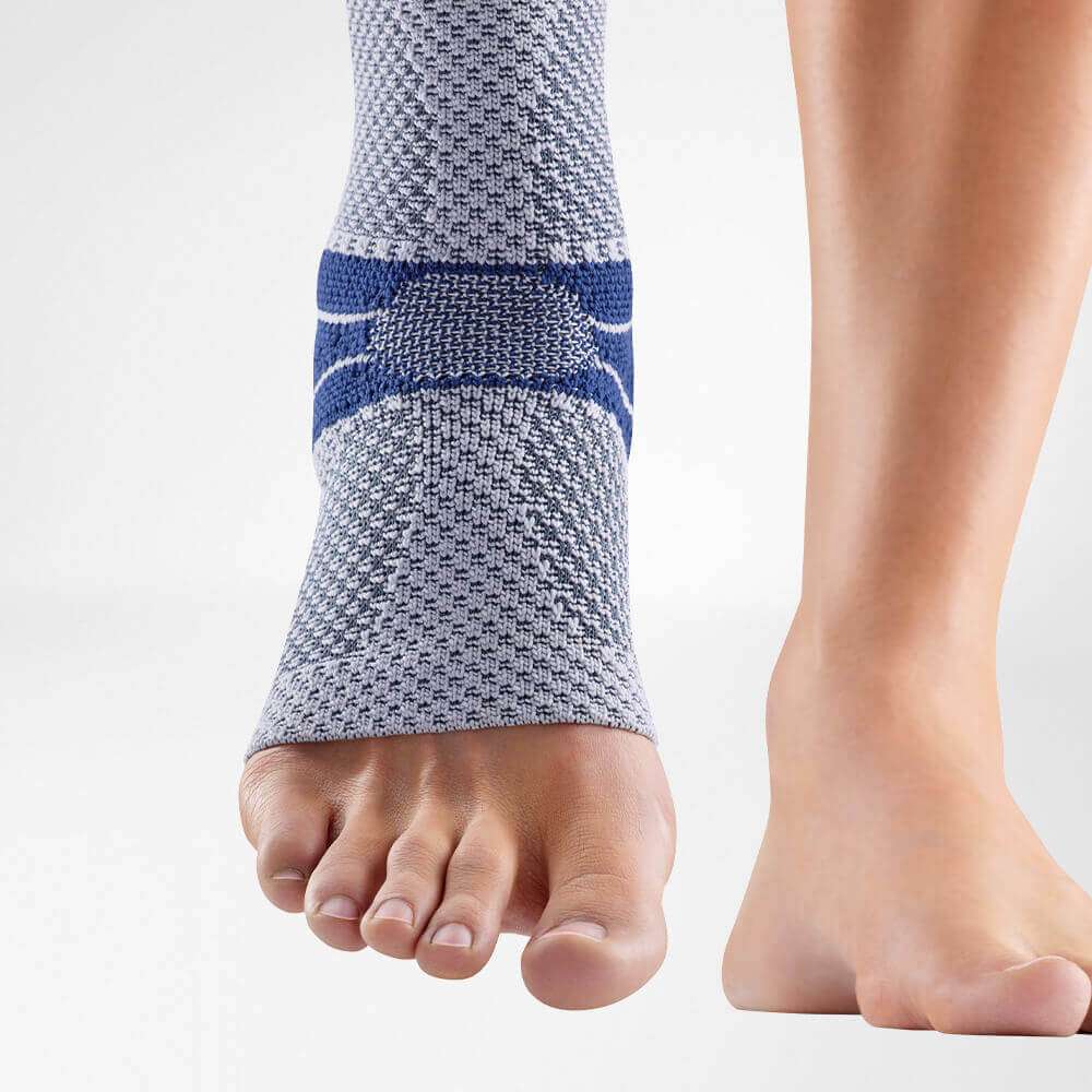 MalleoTrain ankle brace on foot, providing support and compression.