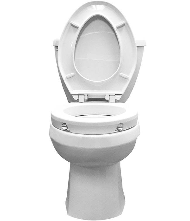 2" raised toilet seat for enhanced comfort and safety, ideal for mobility challenges.