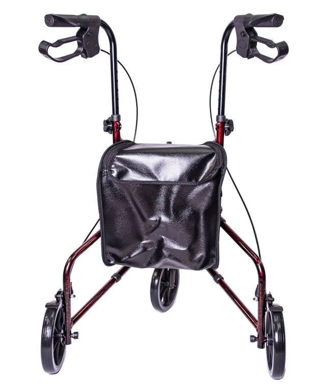 3 Wheel Aluminum Rollator Walker with waterproof pouch and locking loop brake.