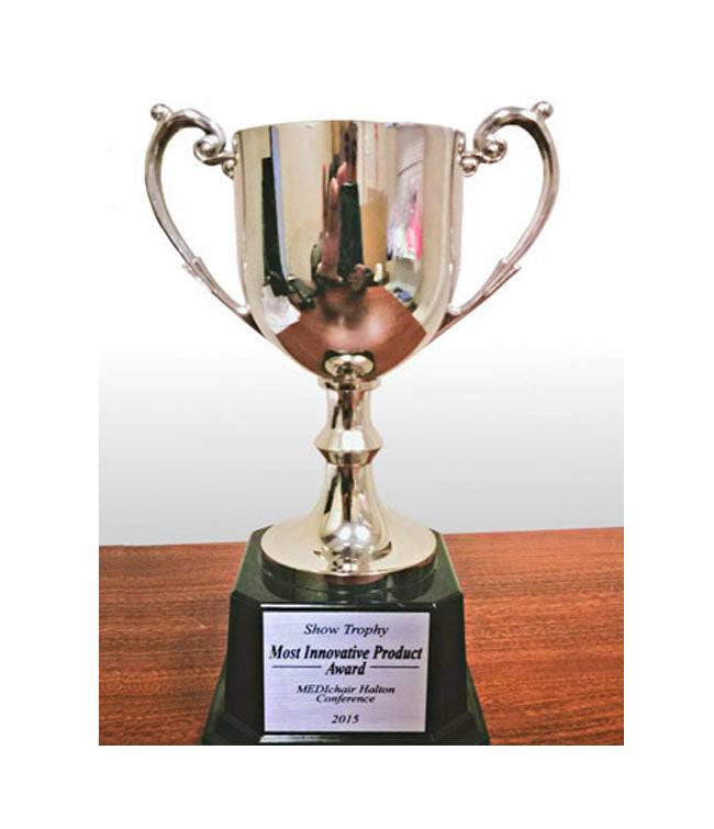 Light Weight Raised Toilet Seat award trophy for innovation, Medichair Halton Conference 2015.