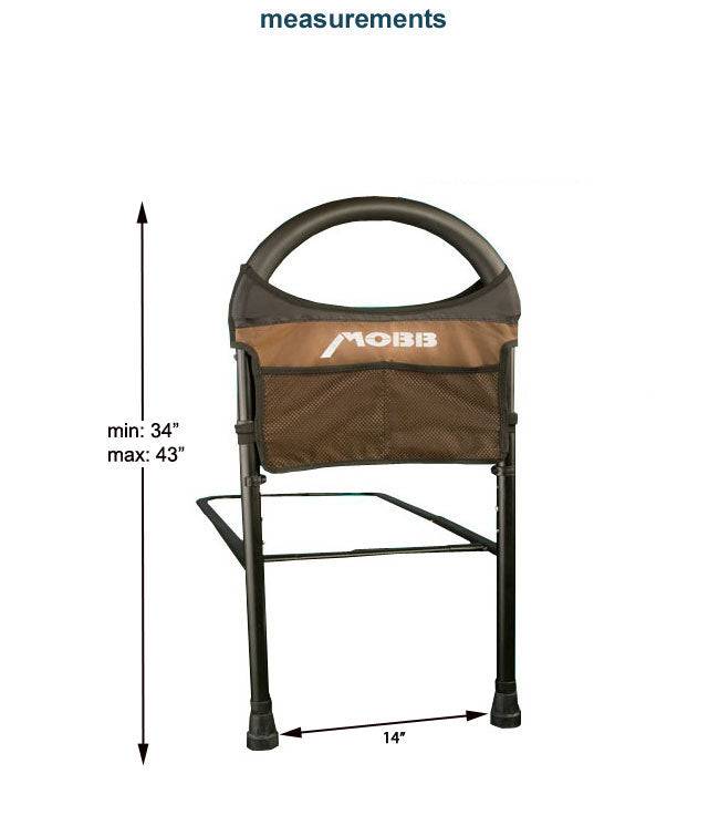 MOBBility Bed Rail with mesh storage pockets and adjustable legs.