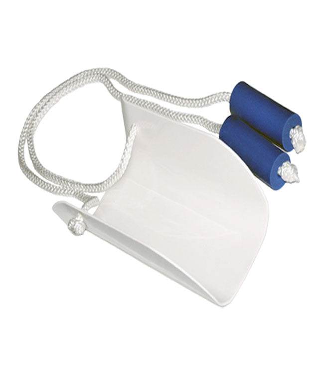 Sock Aid with foam handles featuring a strong molded plastic design and long braided cord.