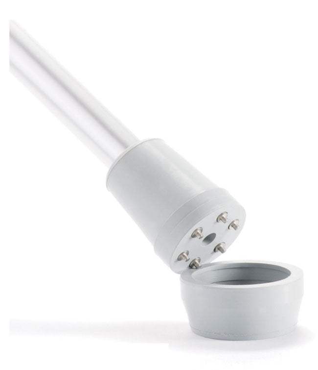 Rubber cane tip with spike and cap for enhanced winter grip, available in 1/2" and 3/4" diameters.