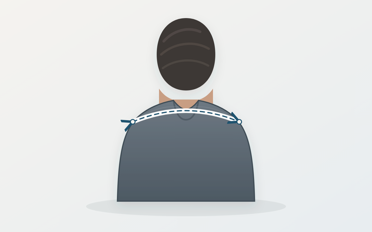 Curved shoulder-width measurement across the upper back / Mesure courbe de la largeur des épaules dans le haut du dos