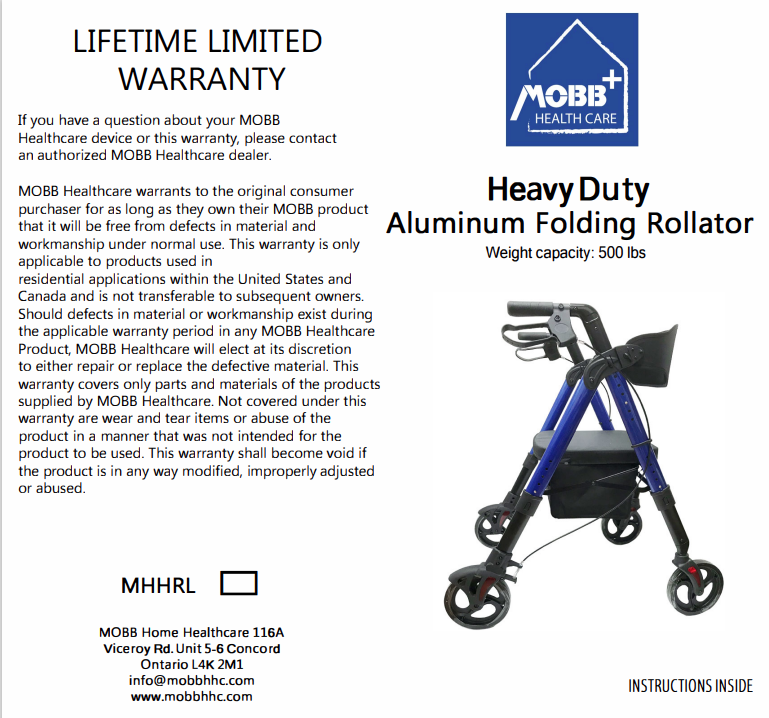 Aluminum Folding Bariatric Rollator: Heavy Duty