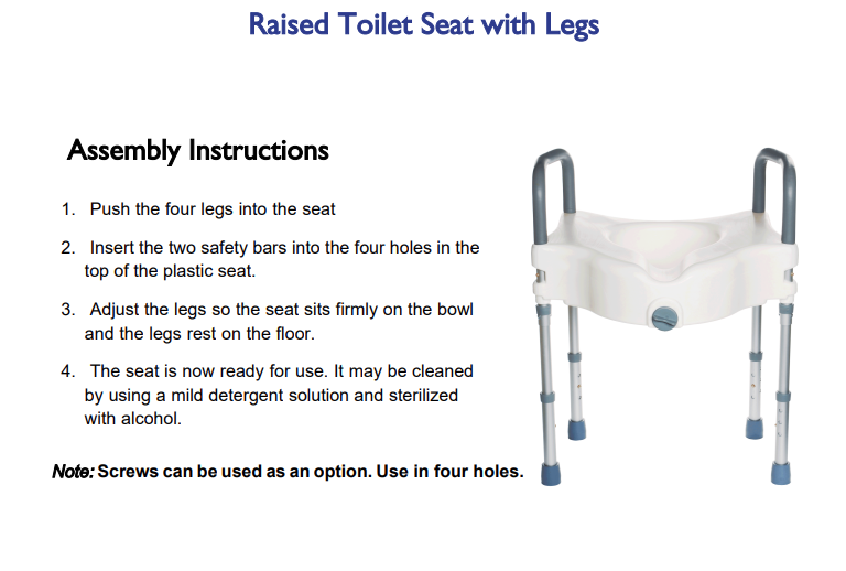 Raised Toilet Seat with legs