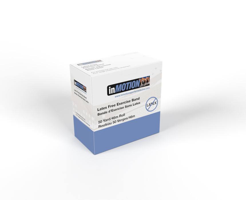 INMOTION latex-free exercise band 150-foot roll for strength training and rehabilitation.