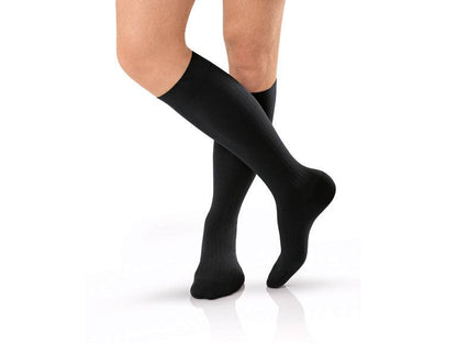 JOBST ForMen knee-high closed toe compression socks for men in black.