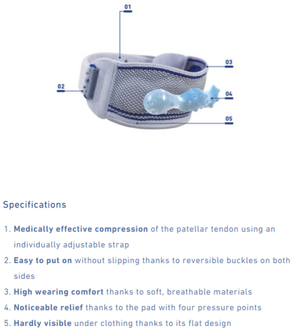 EpiPoint Elbow Brace for tendon pain relief with adjustable strap and pressure cushion.
