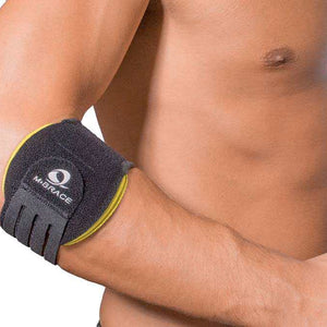 M-Brace Epicondylitis Brace worn on arm for tendon support.