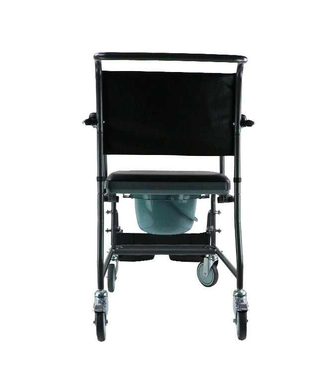 Mobile steel commode with wheels